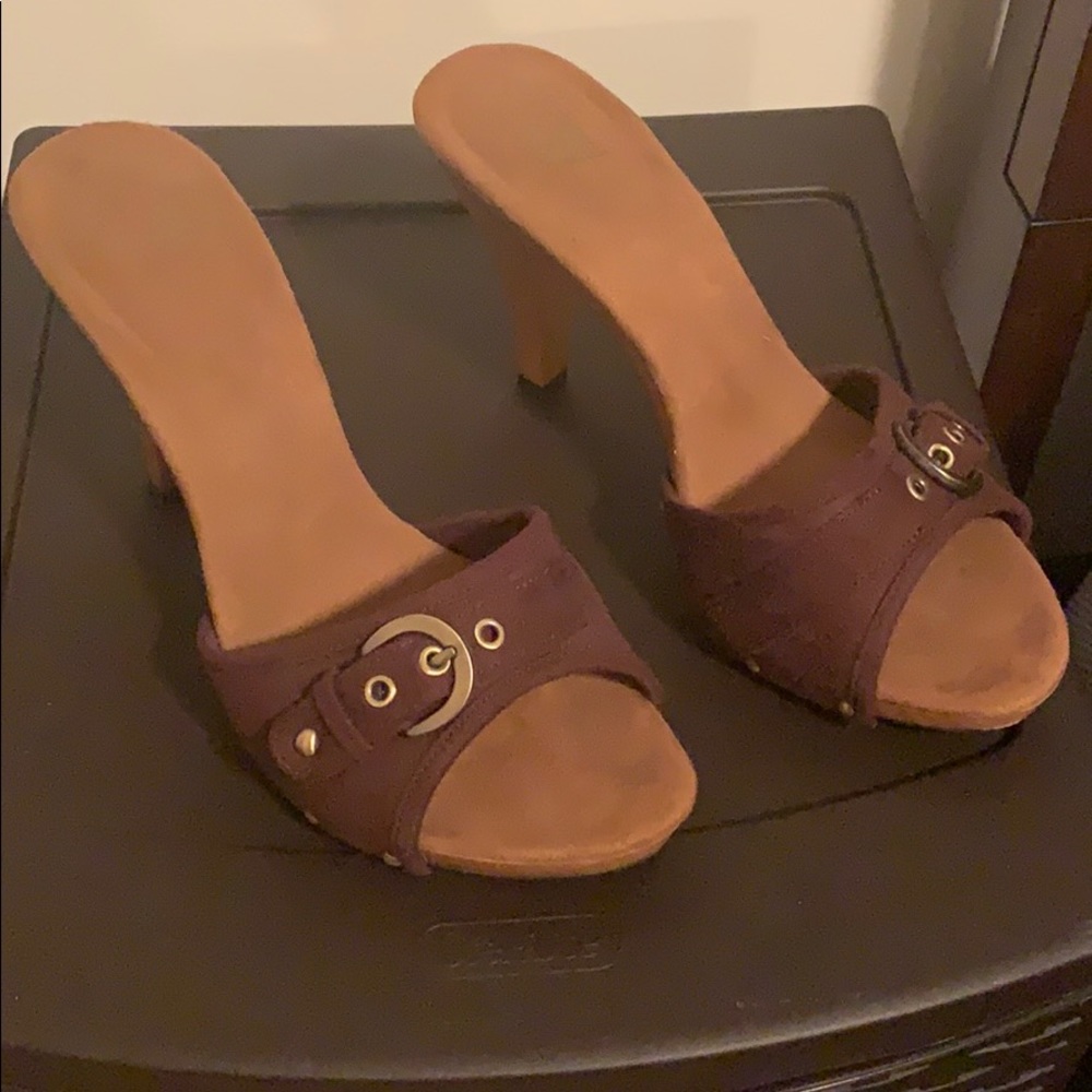 Brown Suede Heeled Sandals